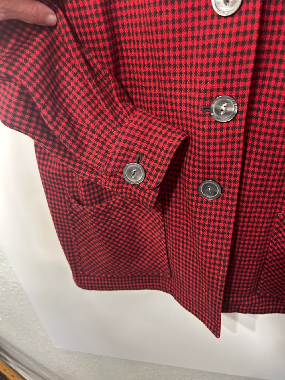 Pendleton Wool Houndstooth Jacket Red Black Button Front Women’s Size M - Picture 7 of 10